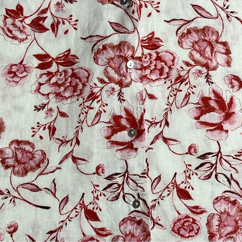 Cynthia Rowley 100% Linen Short Sleeve Floral Top Size M - Picture 9 of 11